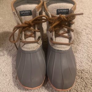 Sperry Gray and Brown Duck Boots